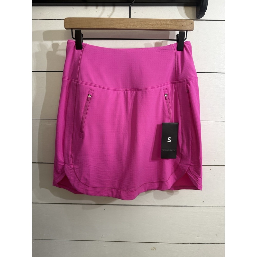 IBKUL Women's Sun Protective Solid 17.5in Straight Skort Pockets Hot Pink Small